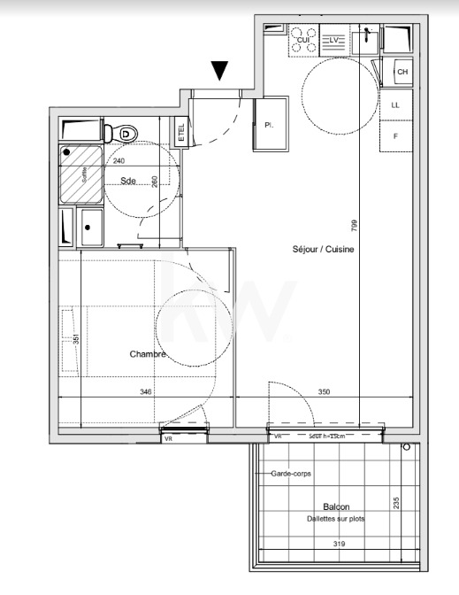 VENTE d'un appartement F2 (47 m²) à MORANGIS (2/2)